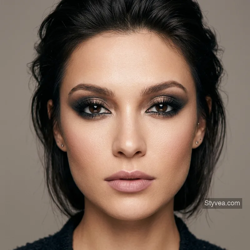 dramatic smoky eye makeup look with blended eyeshadow