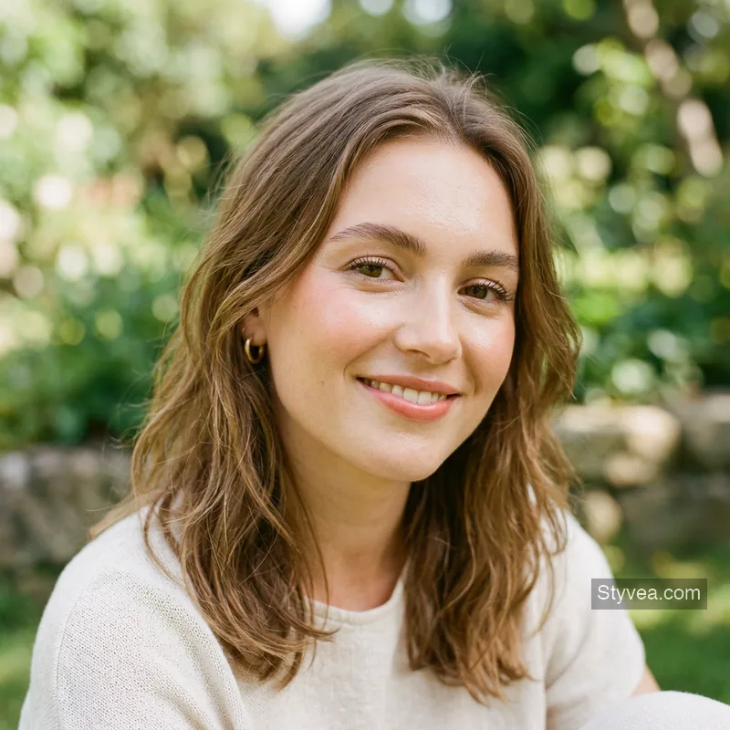 natural everyday makeup look with glowing skin and soft blush