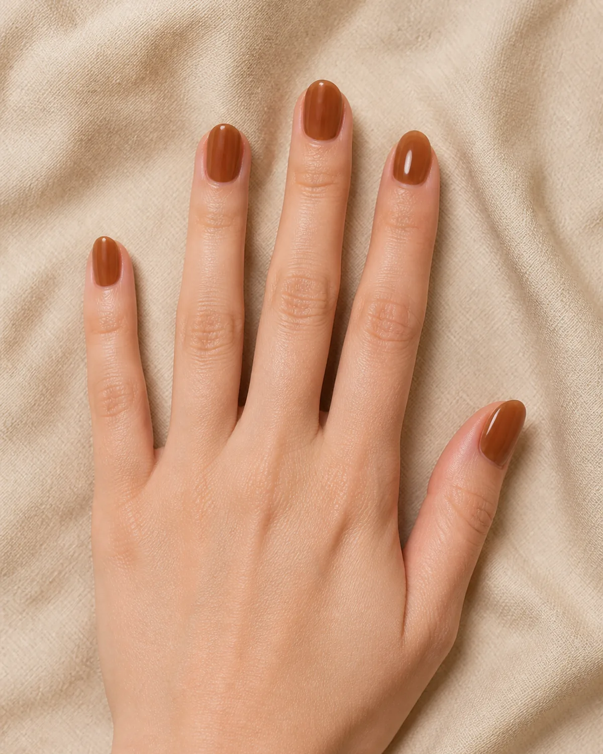 Cocoa jelly on short almond nails