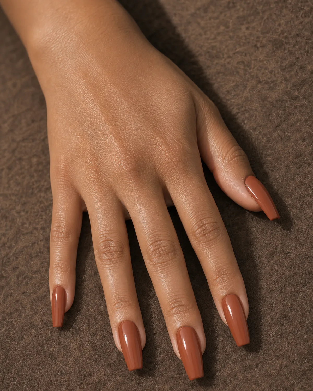 Terracotta warm brown on coffin nails