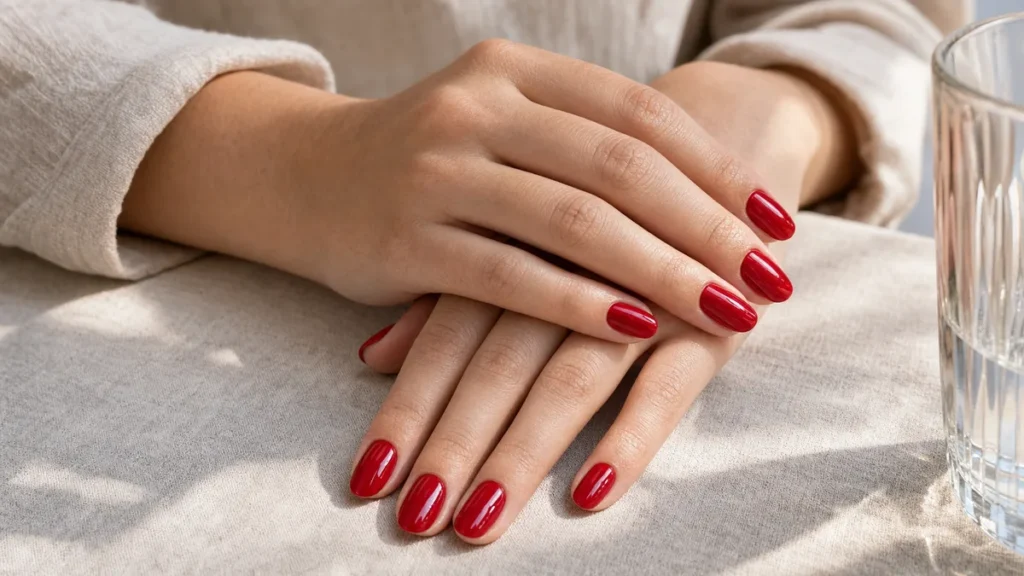 Cherry Red Nails: 15 Saturated Red Designs, a nail design guide on Styvea
