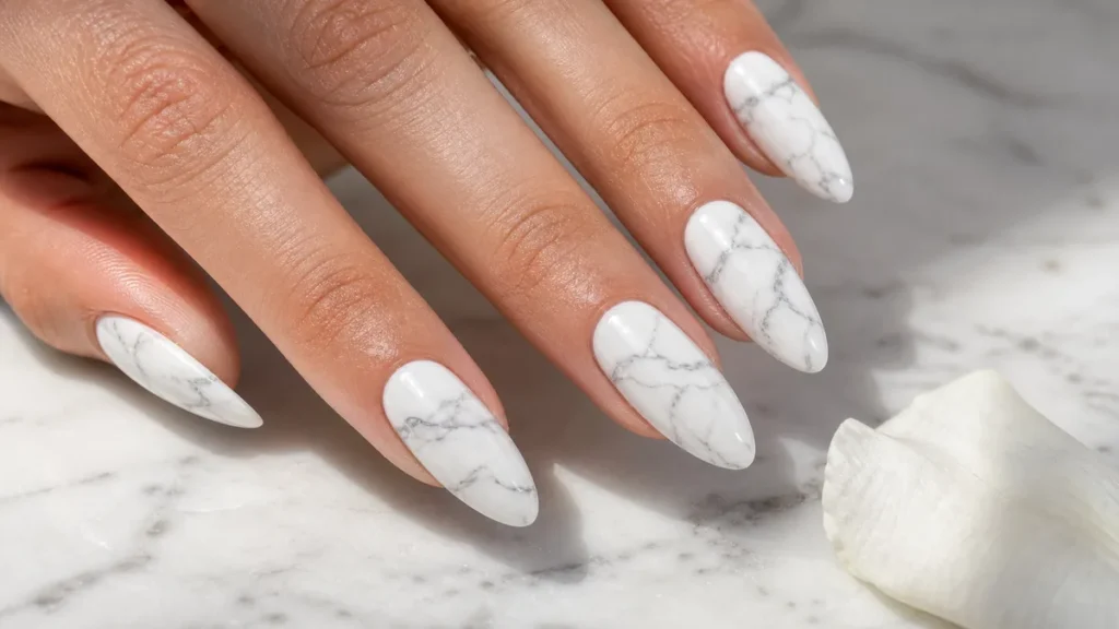 Marble Nails: 15 Veined-Stone Designs, a nail design guide on Styvea