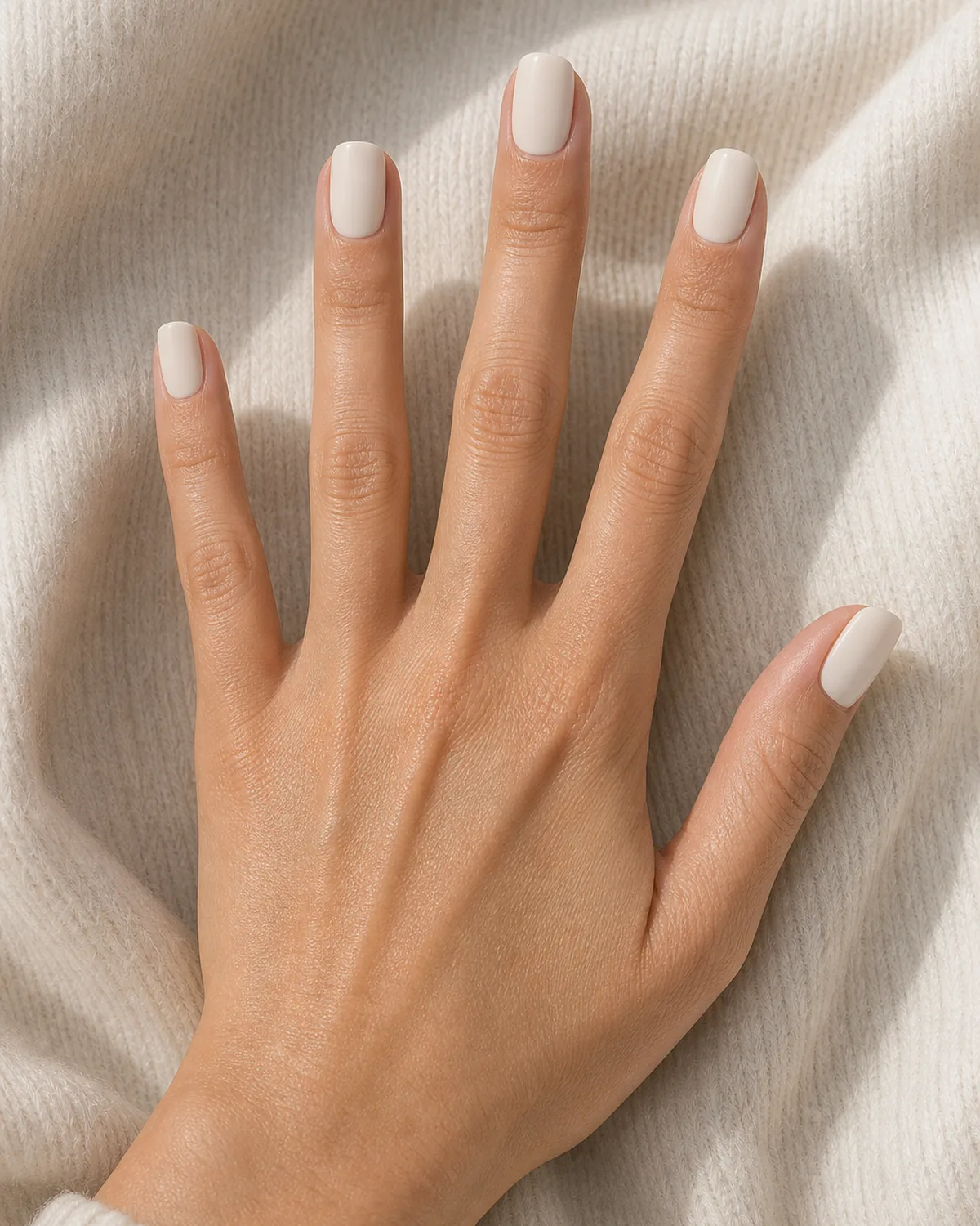 Milky oat cream on medium squoval nails