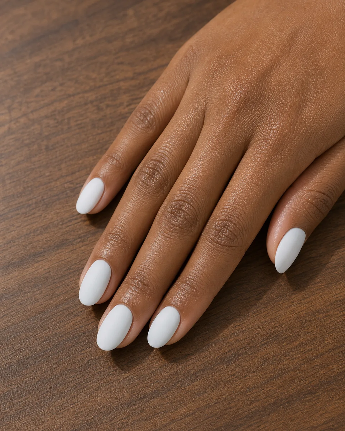Cloud white matte on oval nails