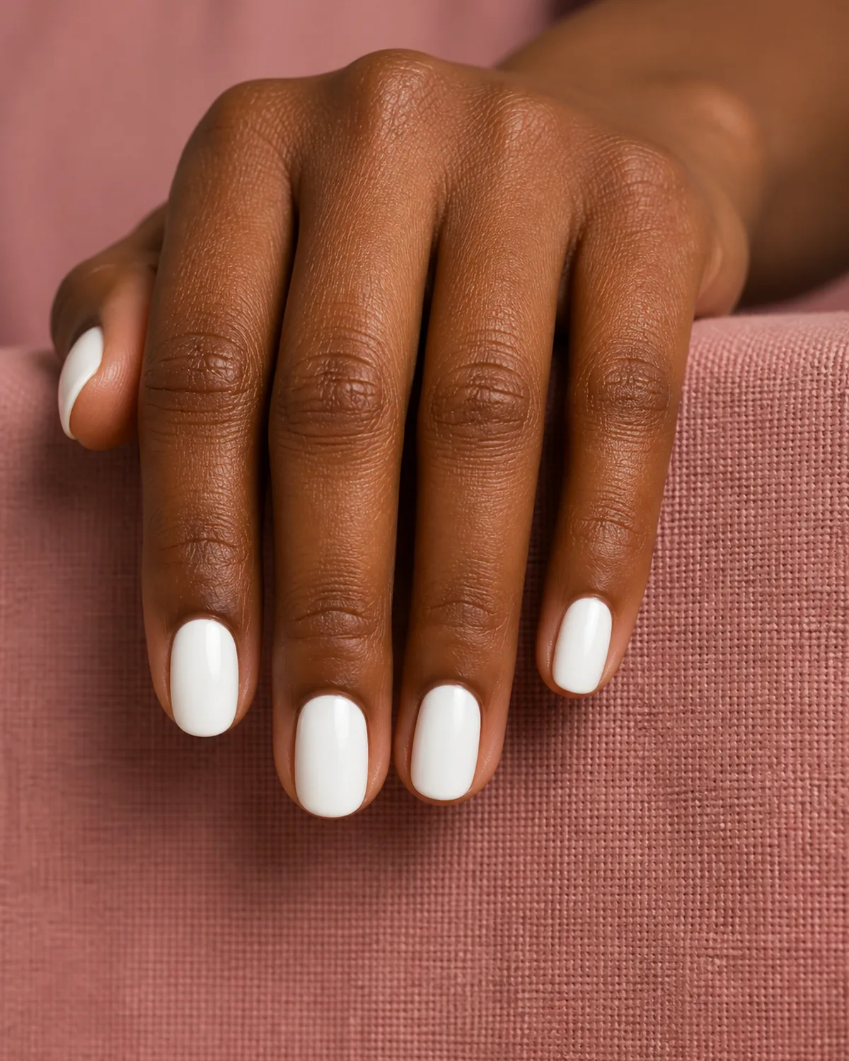 Coconut white gloss on short oval nails