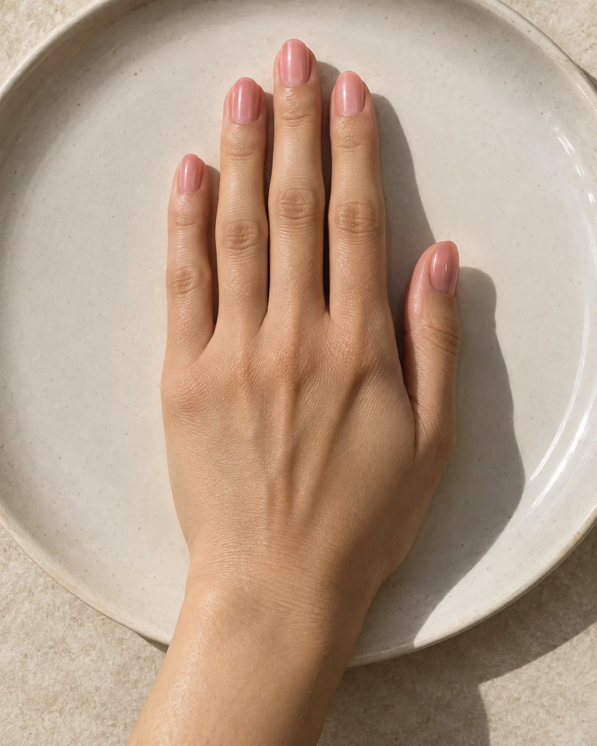 Sheer Blush Jelly on Round nail design close-up