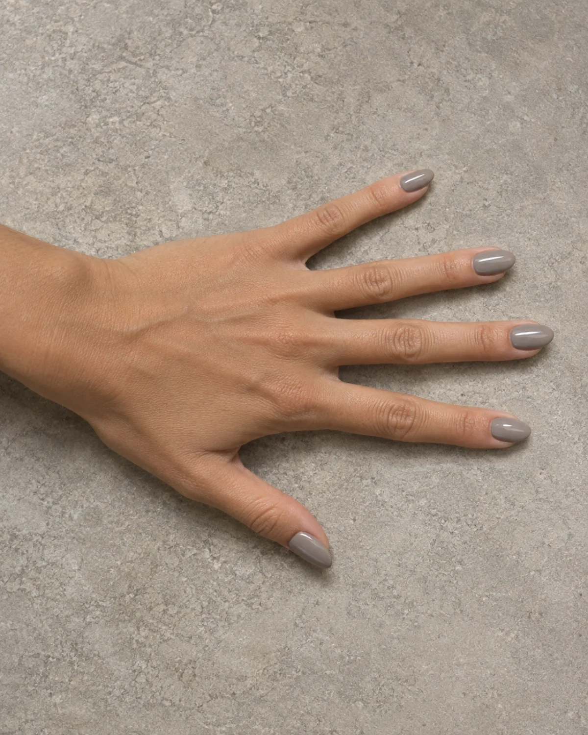Greige on Medium Almond nail design close-up