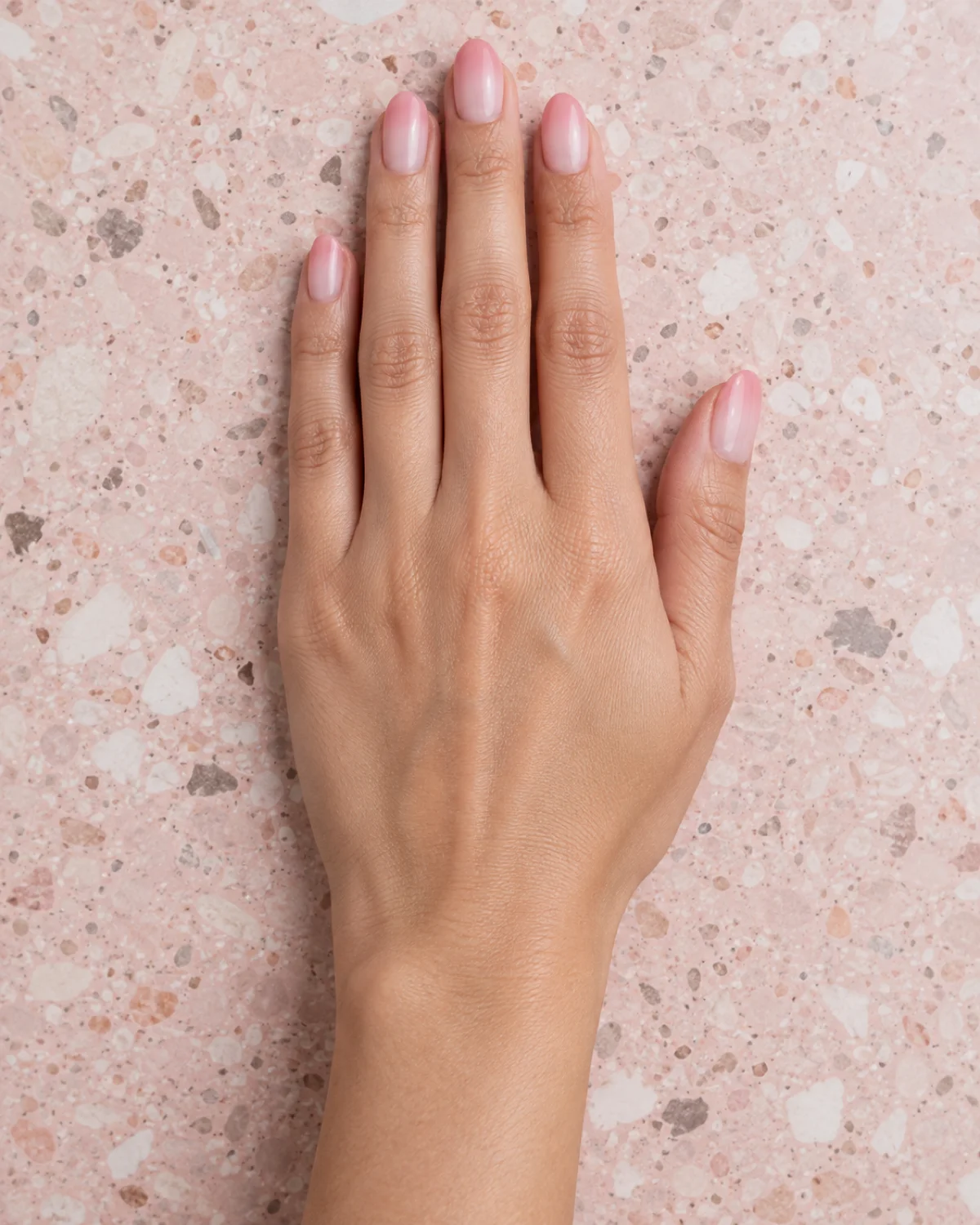 Barely-Pink Ombré on Oval nail design close-up